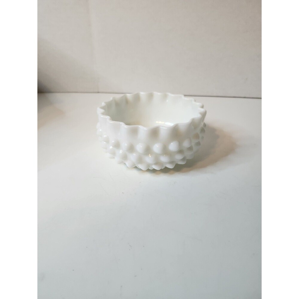 Hobnail White Milkglass Planter Tray Or Candy Dish Scalloped Edge